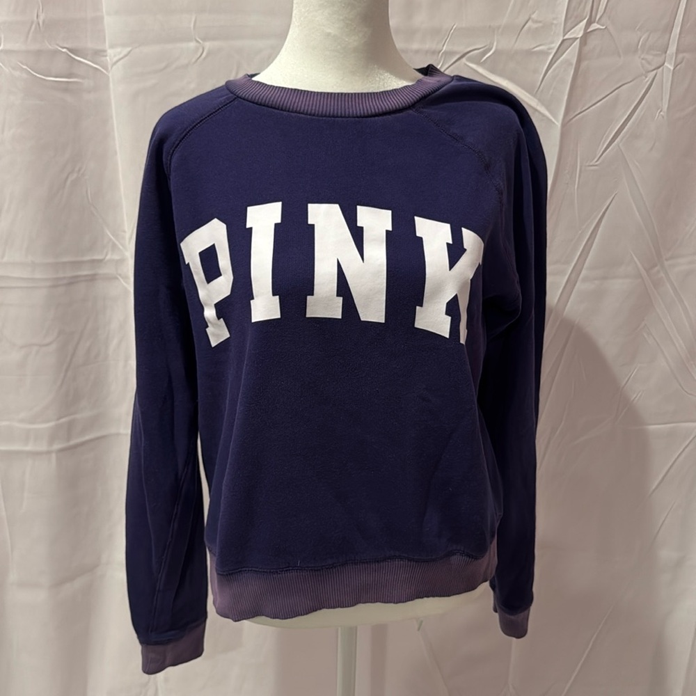 XS PINK purple sweatshirt with PINK in white letters